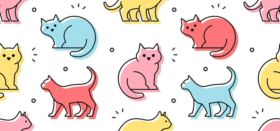 Seamless pattern with Cats Stock Illustration