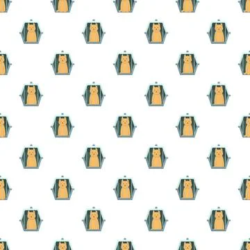 Seamless pattern with cats in pet carriers Stock Illustration