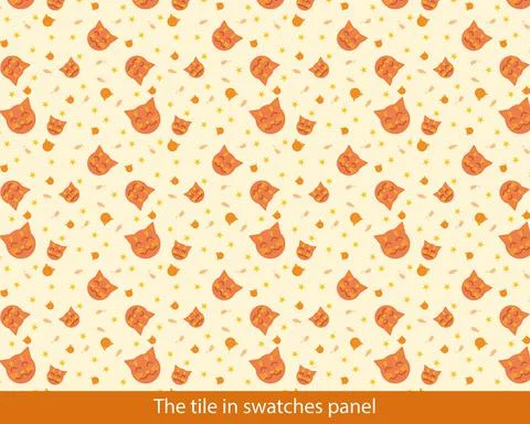 Seamless pattern with cats. Vector background with smiling cats little mouses Stock Illustration