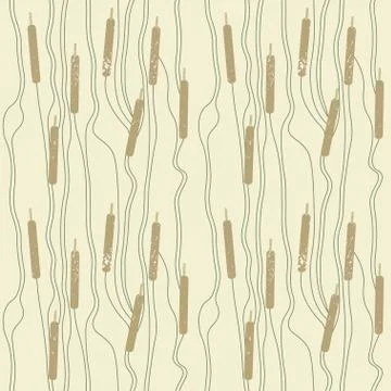 Seamless pattern with cattails. Illustrazione stock