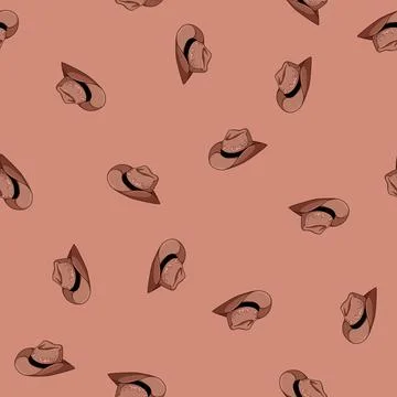 Seamless pattern cattle cowboy hat cartoon vector Stock Illustration