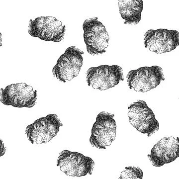Seamless pattern cauliflower white food sketch hand drawn Stock Illustration