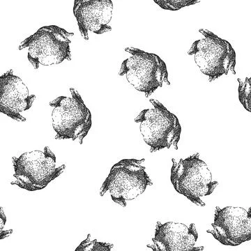 Seamless pattern cauliflower white organic sketch hand drawn Stock Illustration