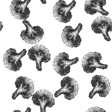 Seamless pattern cauliflower white vegan sketch hand drawn Stock Illustration