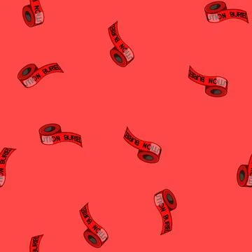 Seamless pattern caution danger tape cartoon vector イラスト素材