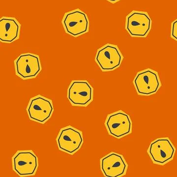 Seamless pattern caution yellow warning sign cartoon vector Stock Illustration
