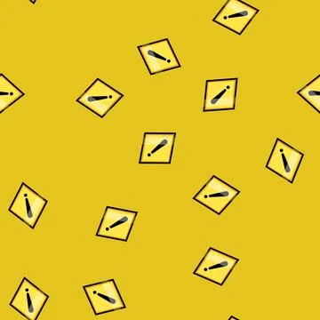 Seamless pattern caution yellow warning sign cartoon vector Illustrazione stock