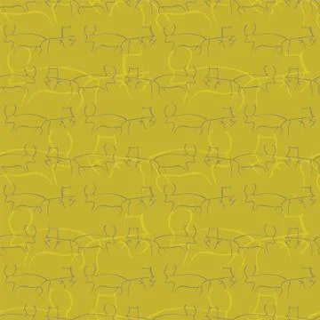 Seamless pattern with cave drawings. Stock Illustration