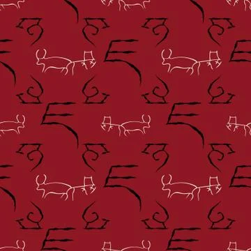Seamless pattern with cave drawings. Stock Illustration