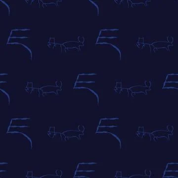 Seamless pattern with cave drawings. Illustrazione stock