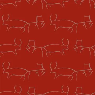 Seamless pattern with cave drawings. Stock Illustration