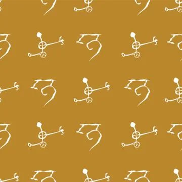Seamless pattern with cave drawings. イラスト素材
