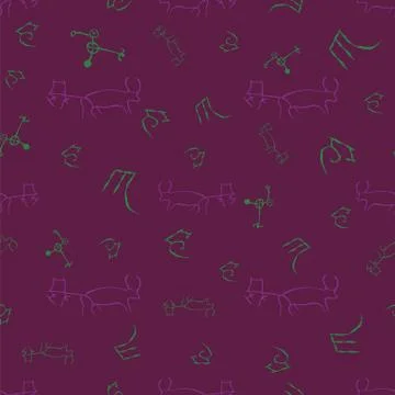 Seamless pattern with cave drawings. Stock Illustration