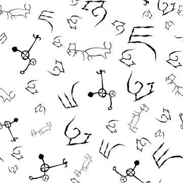 Seamless pattern with cave drawings. Illustrazione stock