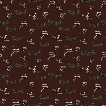Seamless pattern with cave drawings. Stock Illustration