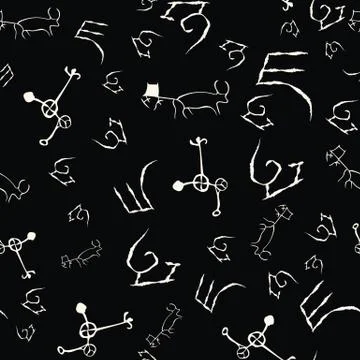 Seamless pattern with cave drawings. Stock Illustration