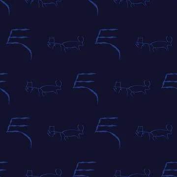 Seamless pattern with cave drawings. Illustrazione stock