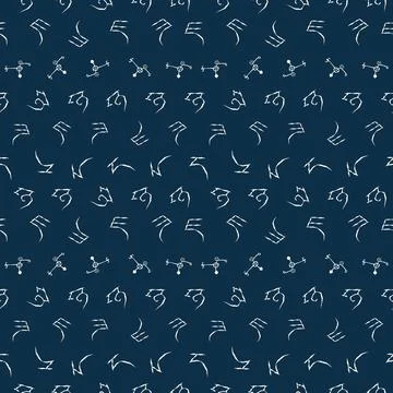 Seamless pattern with cave drawings. 스톡 일러스트