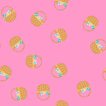 Seamless pattern celebration basket easter cartoon vector イラスト素材