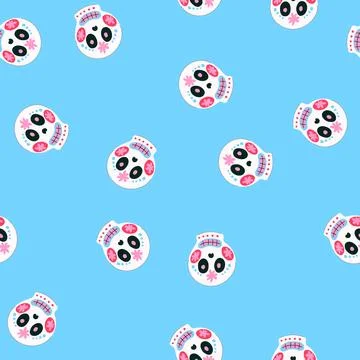 Seamless pattern celebration dead day skull cartoon vector Stock Illustration