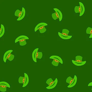 Seamless pattern celebration green hat patrick cartoon vector Stock Illustration