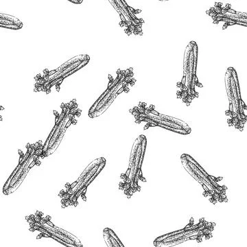 Seamless pattern celery green sketch hand drawn Stock Illustration