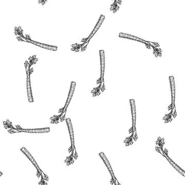 Seamless pattern celery vegetable sketch hand drawn Stock Illustration