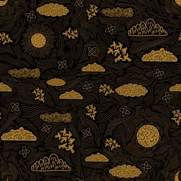 Seamless pattern celestial abstract symbol space.Astrology background doodle Stock Illustration