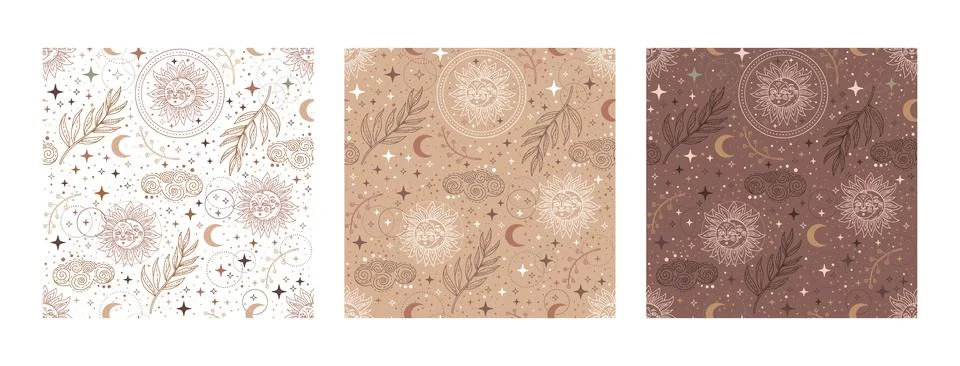 Seamless pattern celestial astrological trendy colors illustration 스톡 일러스트