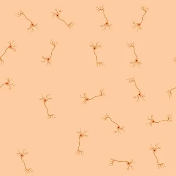 Seamless pattern cell neurons cartoon vector Stock Illustration