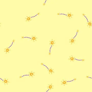 Seamless pattern cell neurons cartoon vector Stock Illustration