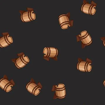 Seamless pattern cellar barrel wine cartoon vector Stock Illustration