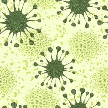 Seamless pattern with cells of virus and microbe Stock Illustration