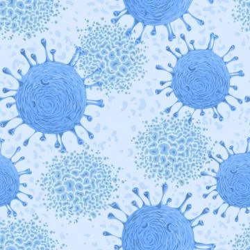 Seamless pattern with cells of virus and microbe. Stock Illustration