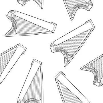 Seamless pattern with celtic harp on white background Seamless pattern wit... Stock Photos