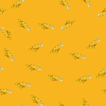 Seamless pattern centimeter yellow measuring tape cartoon vector Stock Illustration