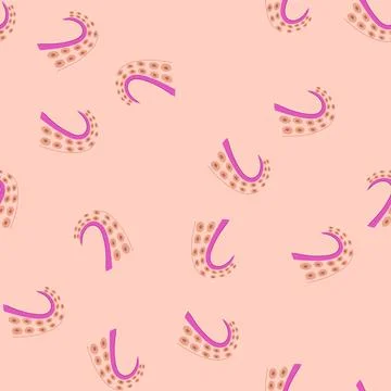 Seamless pattern cephalopod octopus tentacle cartoon vector Stock Illustration