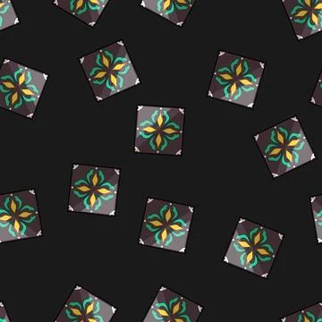 Seamless pattern ceramic azulejos ornament tile cartoon vector Stock Illustration