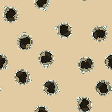 Seamless pattern ceramic coffee cup top cartoon vector 스톡 일러스트