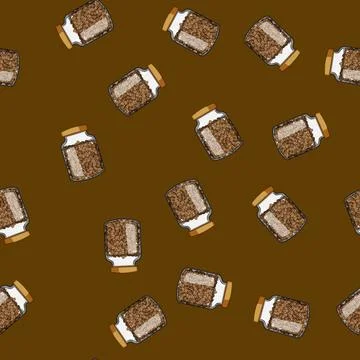 Seamless pattern ceramic coffee jar cartoon vector Stock Illustration
