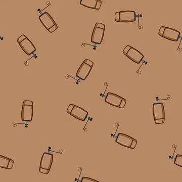 Seamless pattern ceramic manual coffee grinder cartoon vector Stock Illustration