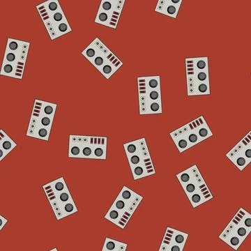 Seamless pattern ceramic retro control panel cartoon vector Stock Illustration