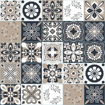 Seamless pattern for ceramic tiles in Moroccan Arabic style, vector illustrat イラスト素材
