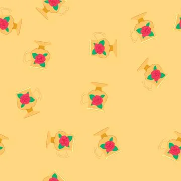 Seamless pattern ceramic vintage cup cartoon vector Stock Illustration