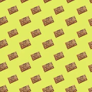 Seamless pattern of cereal bread with flax and sunflower seeds Stock Photos