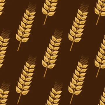 Seamless pattern of cereal golden wheat ears Stock Illustration