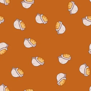 Seamless pattern Cereal grains spilling from burlap bag Stock Illustration