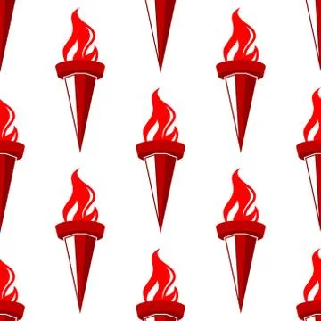 Seamless pattern of ceremonial burning torches Stock Illustration