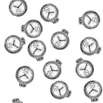Seamless pattern chain pocket watch sketch hand drawn Stock Illustration