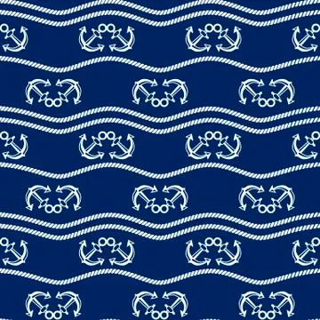 Seamless pattern with chains and anchors. Ongoing backgrounds of marine theme Stock Illustration